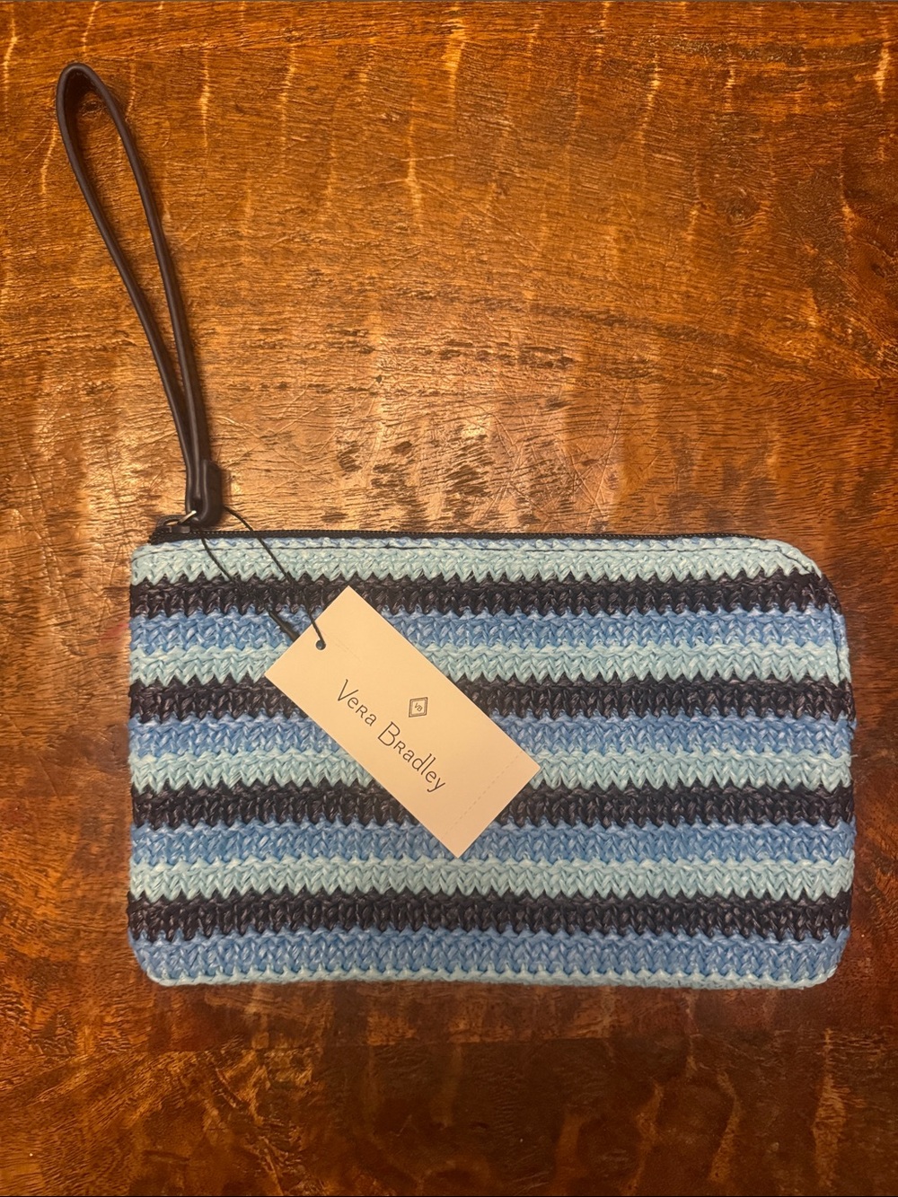 Vera Bradley Blue Striped Knit Wristlet Clutch